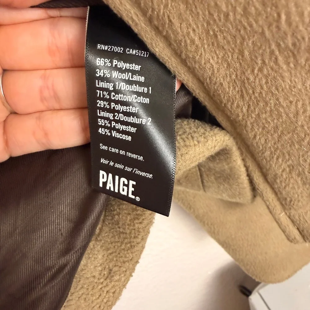 PAIGE Harrington Jacket Men XL Camel Tan bomber Wool Wilberson Zip Up Minimalist